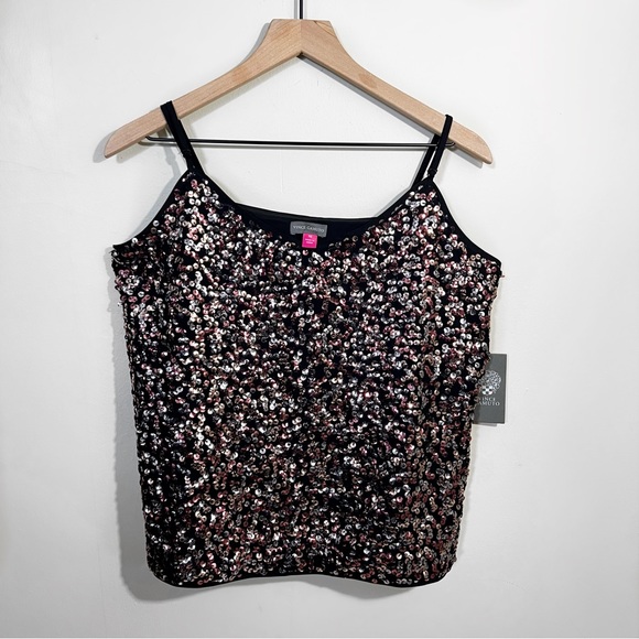 Vince Camuto Gilded Rose Sequin Adjustable Spaghetti Strap Night Out Tank - Picture 8 of 10